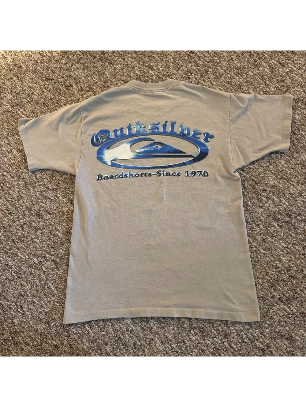 Vintage 90s Quiksilver Single Stitch Graphic T-Shirt Surf Tan Size Medium